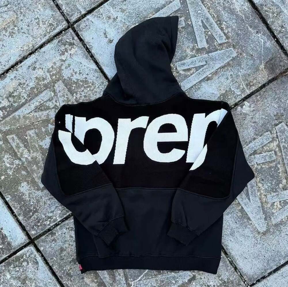 Supreme Big Logo Jacquard Hooded Sweatshirt Black